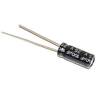 25V 100uF Electrolytic Capacitor – 6.3 x 11 mm Pack of 10