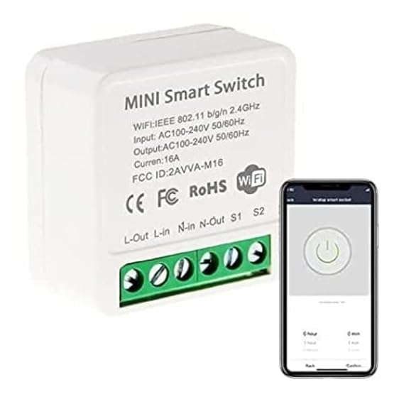 Wirelays Wifi Smart Switch for Alexa/Google Assistant Enabled, Remote Control, Android and iOS Support Switch Make existing switch board to smart switch retrofit solution up to 16Amp load