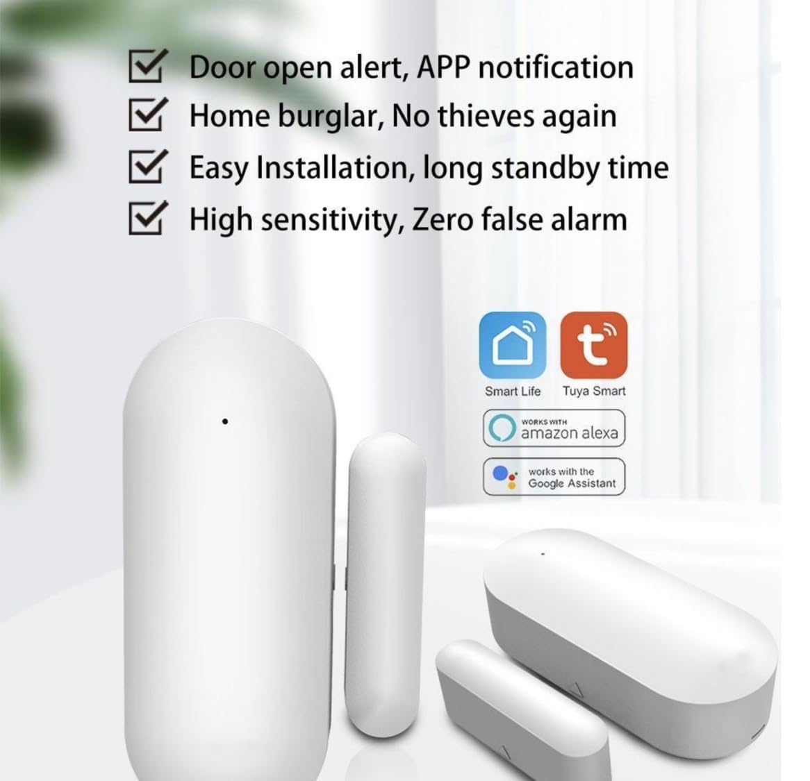 Wirelays WiFi Smart Door Window Magnetic Contact Sensor for Alexa, Google Home, and Support IFTTT (WiFi Door Sensor)