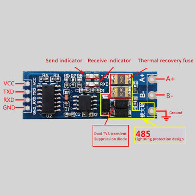 TTL Module for RS485 485 to UART Serial Mutual Conversion Level Hardware Automatic Flow Control