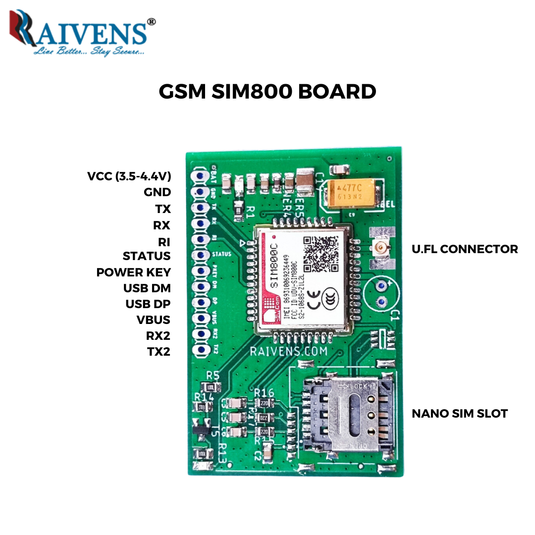 RAIVENS SIM800C GPRS MODULE GSM Module Core Board Quad-band TTL Serial Port with the antenna
