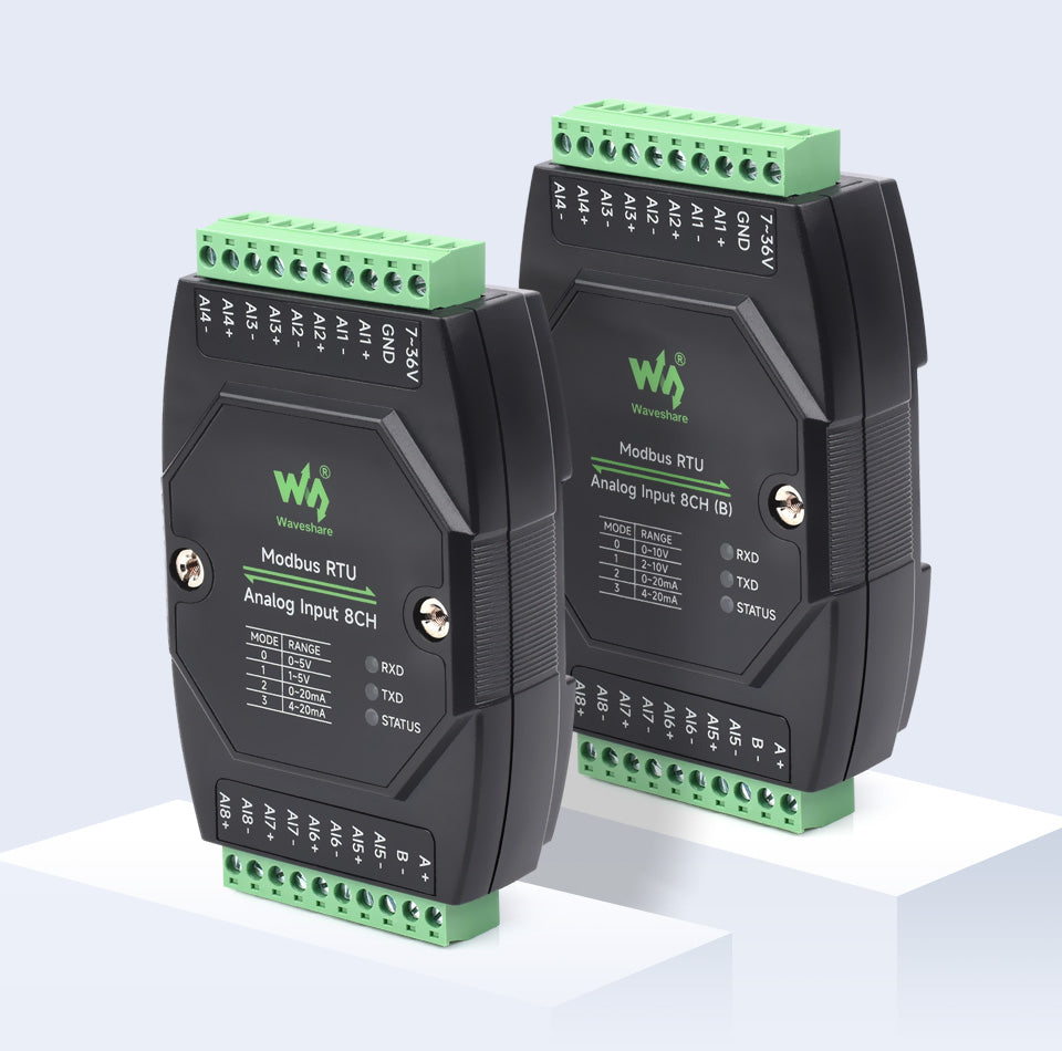 Waveshare Industrial 8-Ch Analog Acquisition Module, 12-bit High-precision, Supports Voltage And Current Acquisition