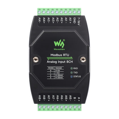 Waveshare Industrial 8-Ch Analog Acquisition Module, 12-bit High-precision, Supports Voltage And Current Acquisition