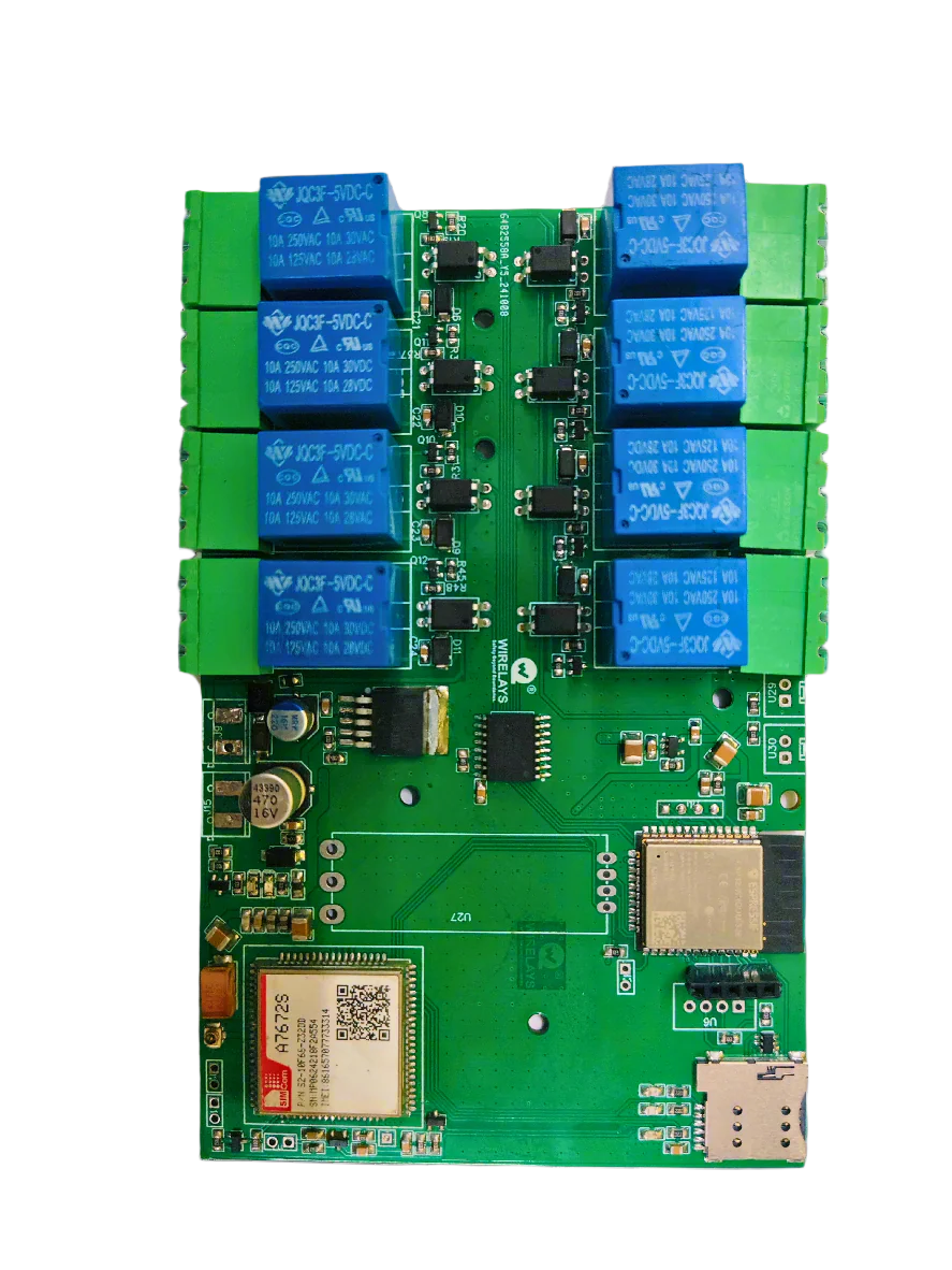 Wirelays A7672S-Based 4G IoT 8 Channel Relay Control Board